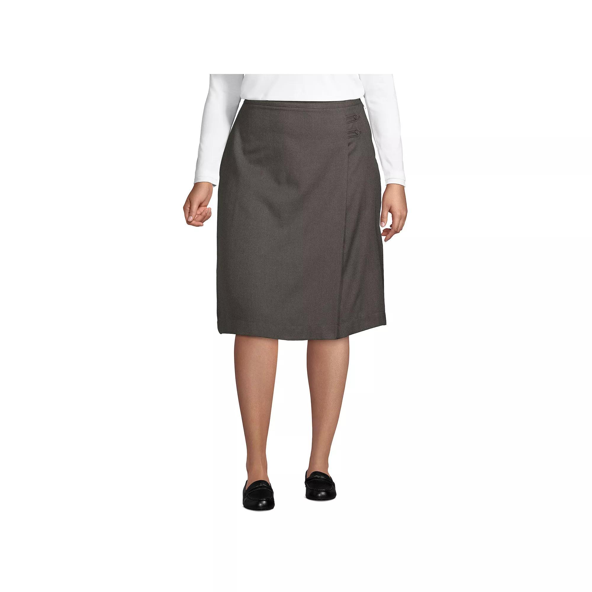 Plus Size Lands' End School Uniform Solid A-line Skirt, Women's, Size: 18 W, Green Product Image