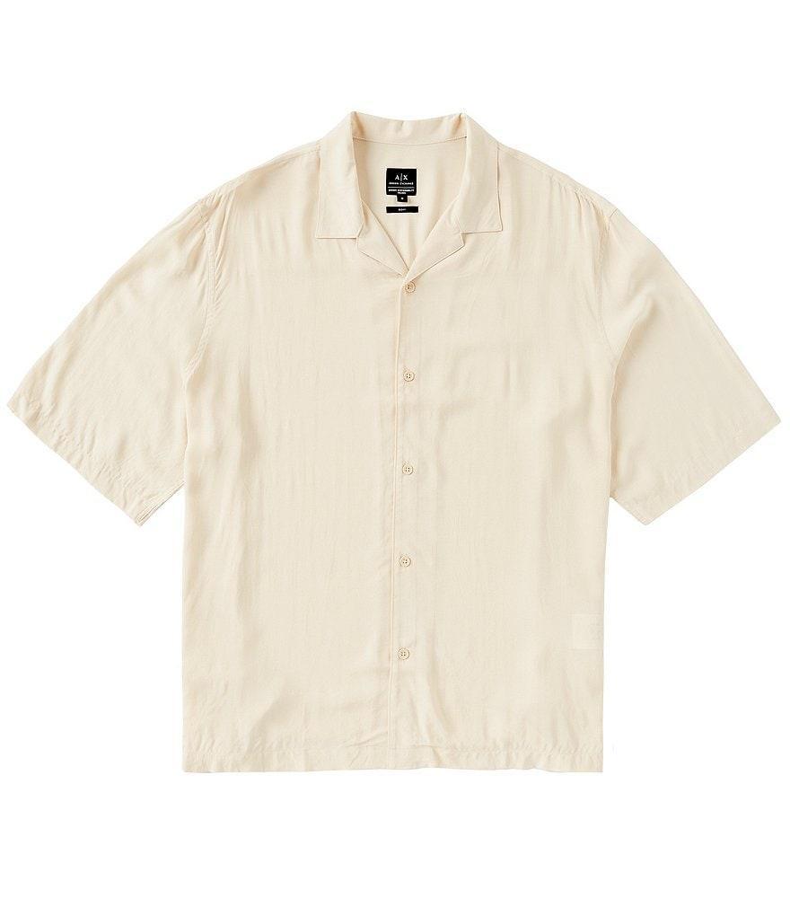 Armani Exchange Solid Short Sleeve Woven Camp Shirt Product Image