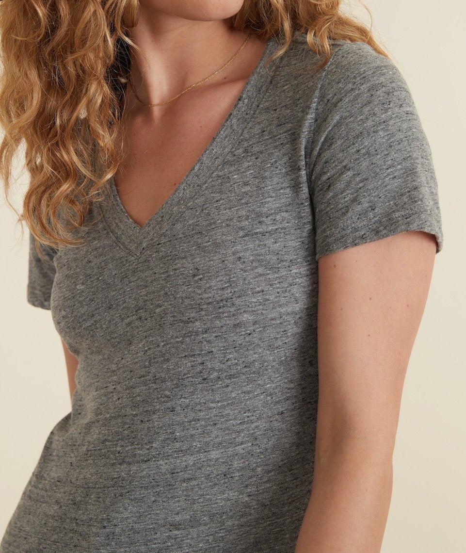 Classic V-Neck Tee in Mid Heather Grey Product Image