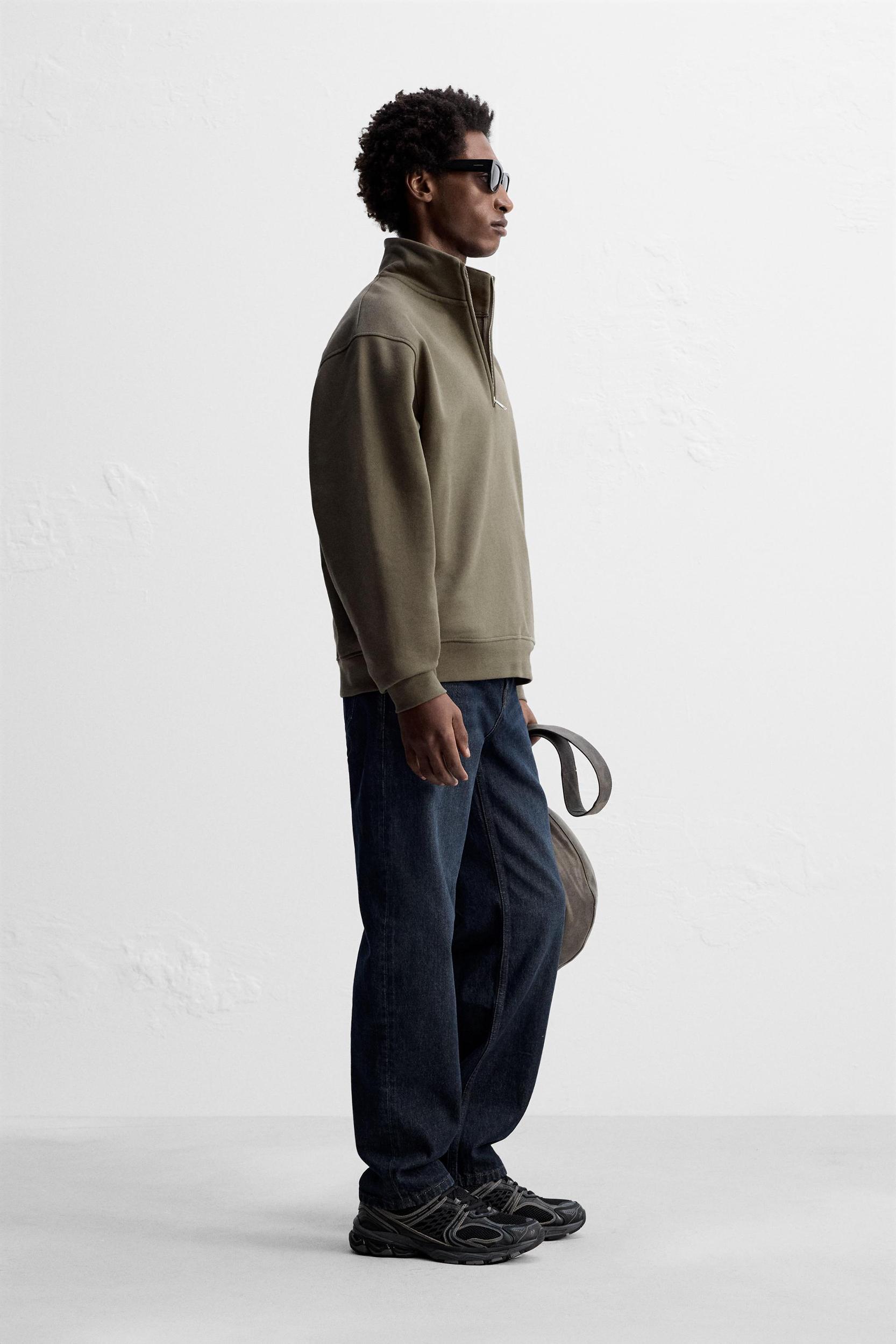 ZIPPERED COLLAR HEAVY WEIGHT SWEATSHIRT Product Image