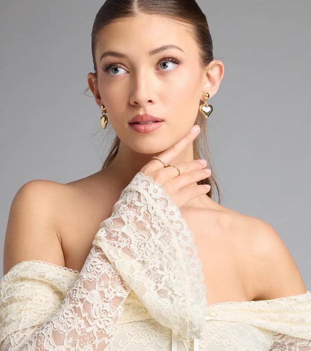 Glam Love Heart Drop Earrings Product Image