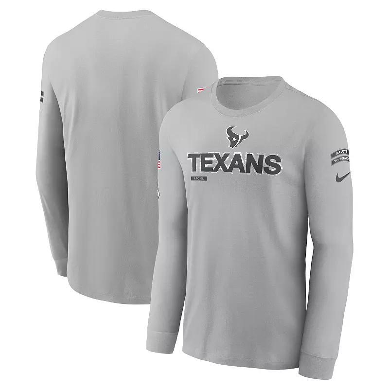 Men's Nike Gray Houston Texans 2024 Salute To Service Long Sleeve T-Shirt, Size: XL, Grey Product Image