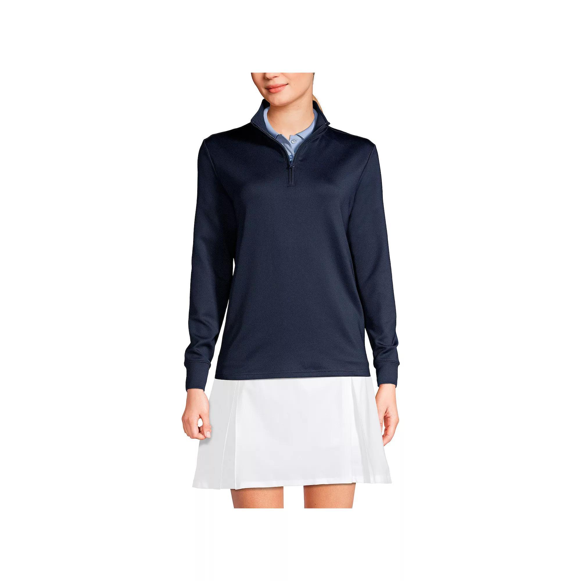 Womens Lands End Quarter Zip Pullover Blue Product Image