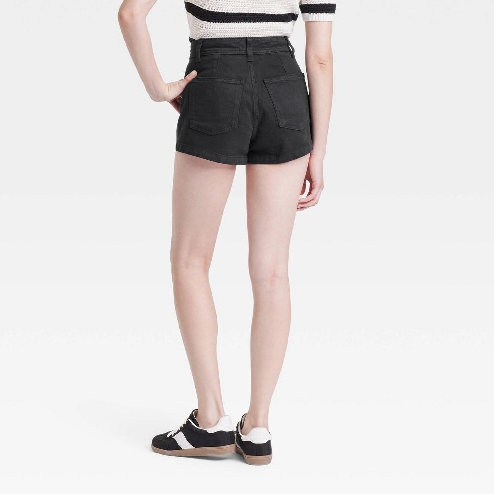 Womens High-Rise Sailor Jean Shorts - Universal Thread Black 2: Cotton , Rolled Hem, Back Pocket Product Image
