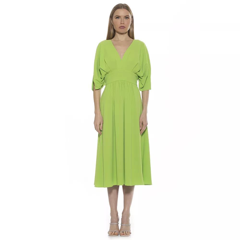 Women's ALEXIA ADMOR August Draped Fit & Flare Midi Dress, Size: 2, Sweet Pea Product Image