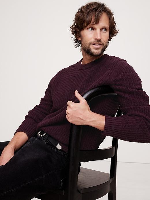 Ribbed Bouclé Crew-Neck Sweater Product Image