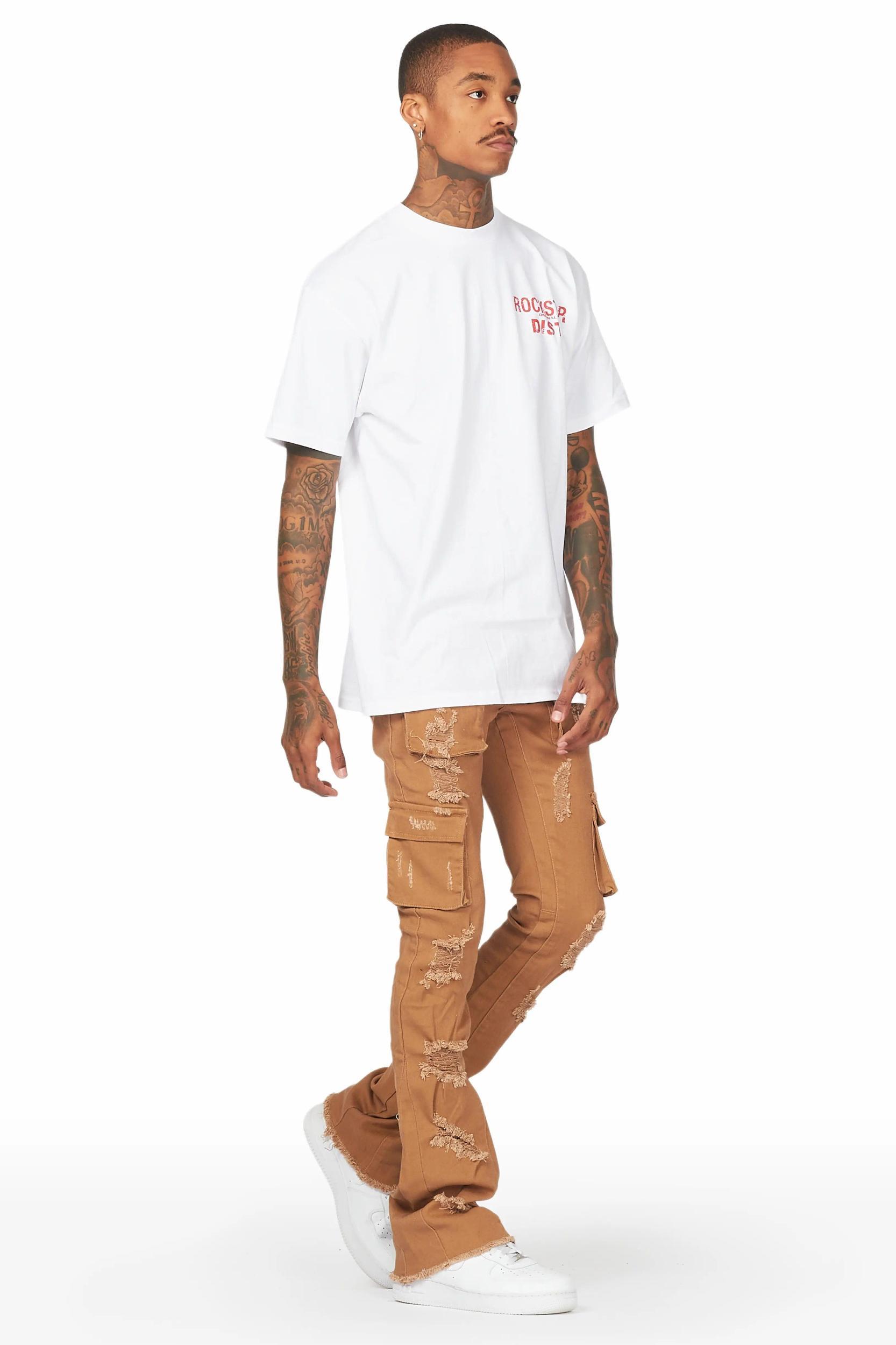Zaid Tan Stacked Flare Jean Male Product Image