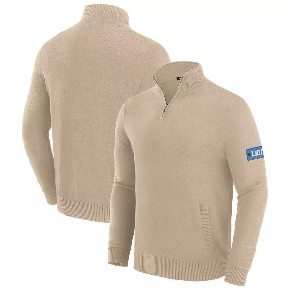 Men's J. Palmer Cream Detroit Lions Franchise Quarter-Zip Sweater, Size: Medium, Beige Product Image