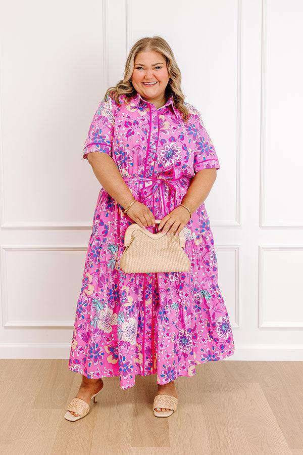 Full Bloom Button Down Midi Dress Curves Product Image