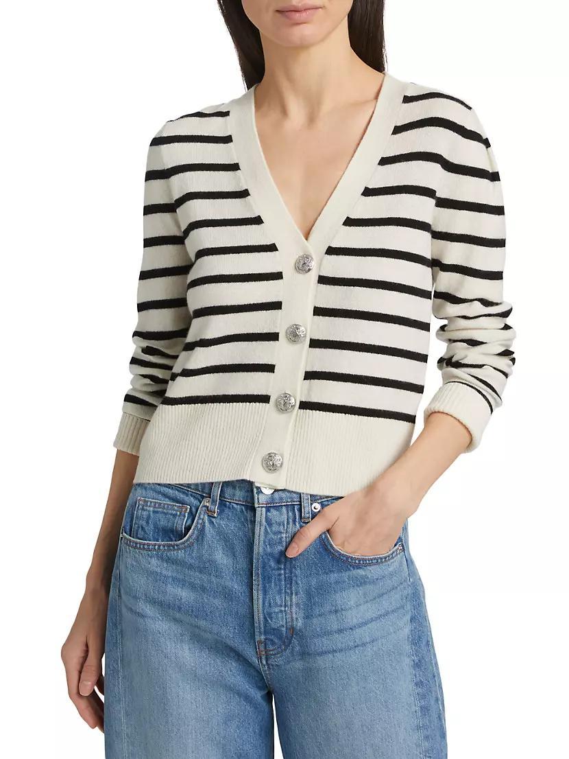Solene Striped Cashmere Cardigan Product Image