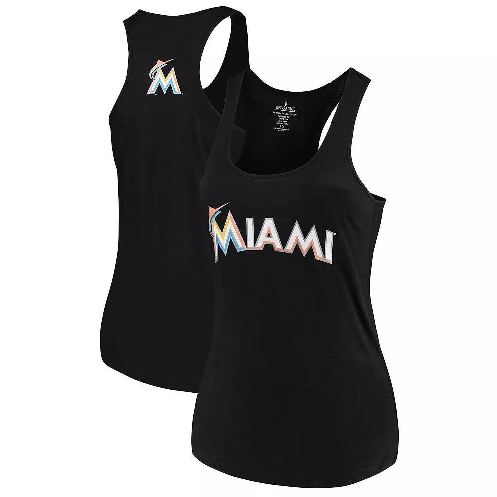 Womens Soft as a Grape Miami Marlins Plus Size Swing for the Fences Racerback Tank Top Product Image