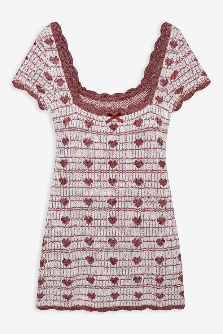 Candy Heart Knit Mini Dress — Pink Product Image