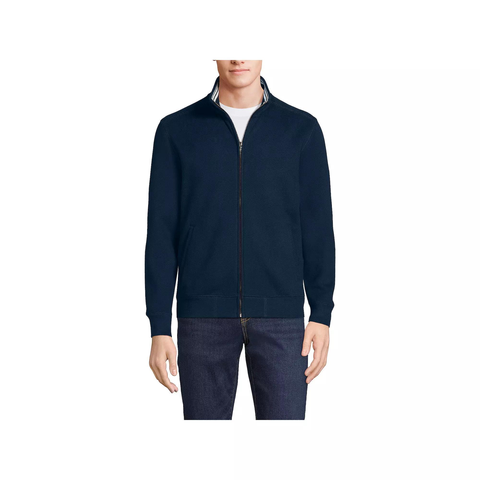 Men's Lands' End Serious Sweats Long Sleeve Zip-Up Sweatshirt, Size: Medium, Black Product Image