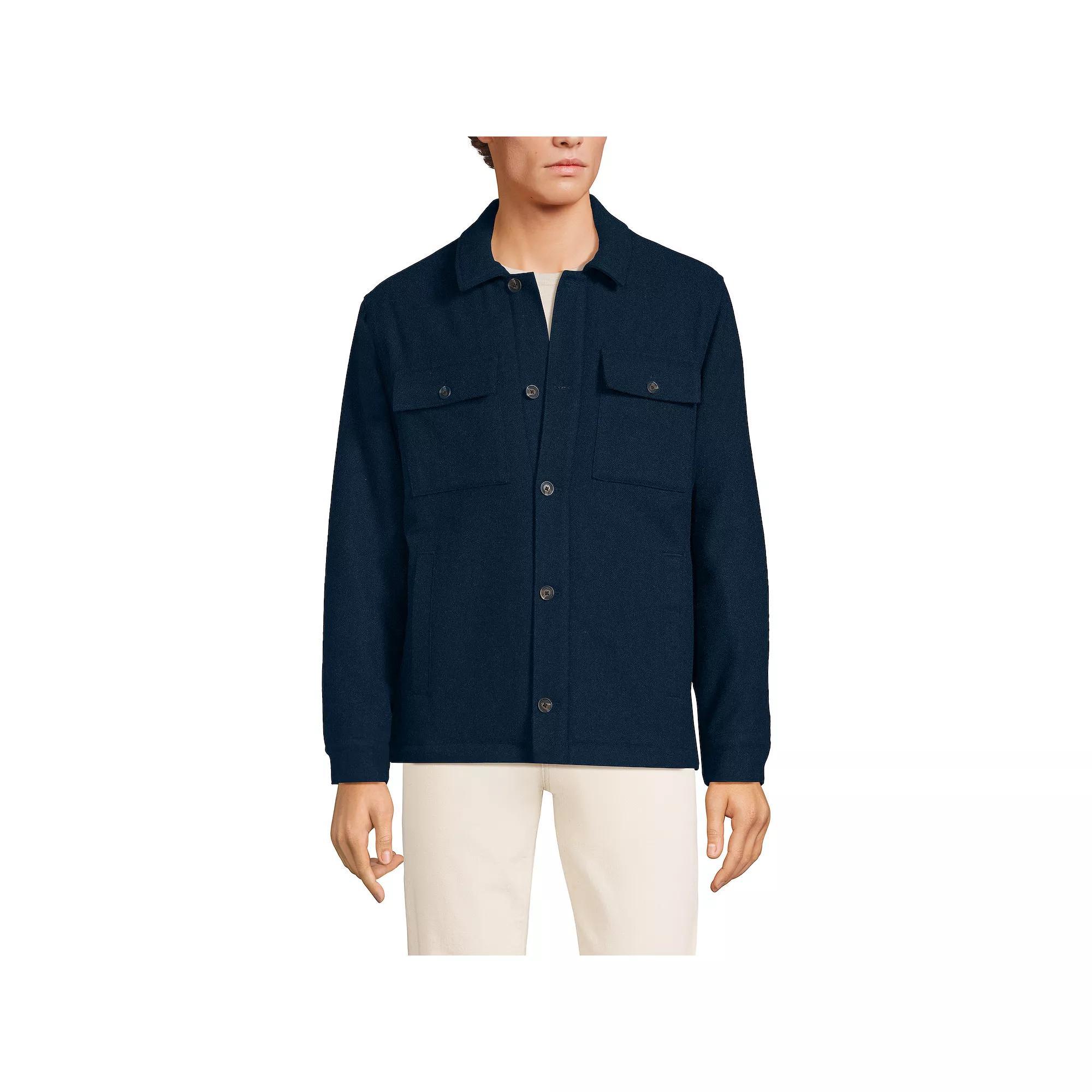 Men's Lands' End Wool Blend Shirt Jacket, Size: XL, Radiant Blue Product Image