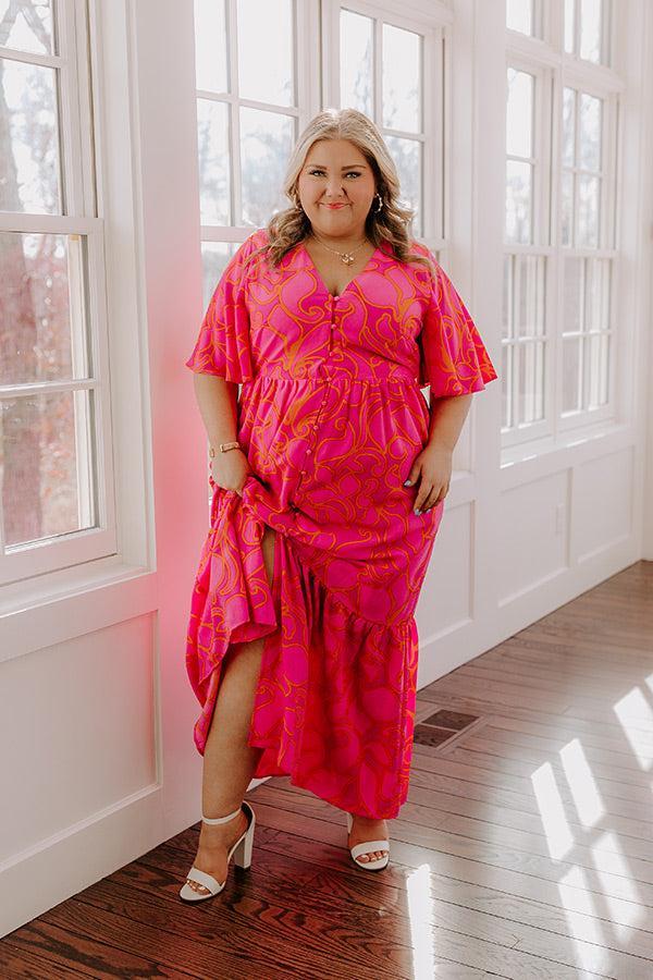 Sailboat Soiree Floral Maxi Dress in Hot Pink Curves Product Image