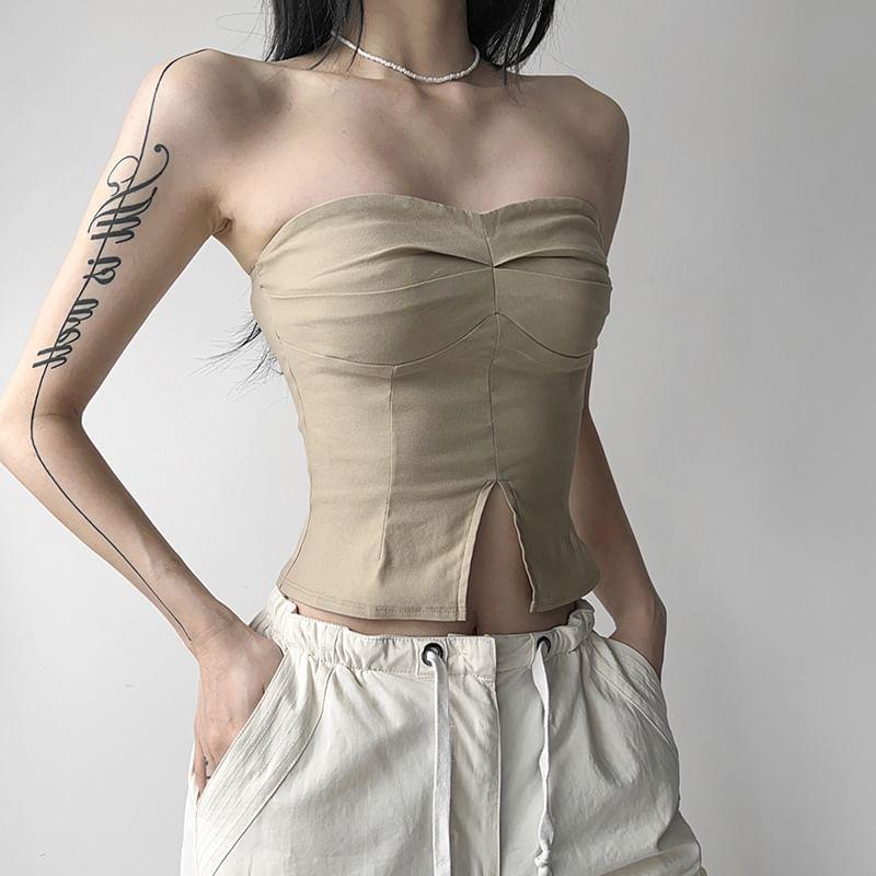Plain Slim-Fit Crop Tube Top Product Image