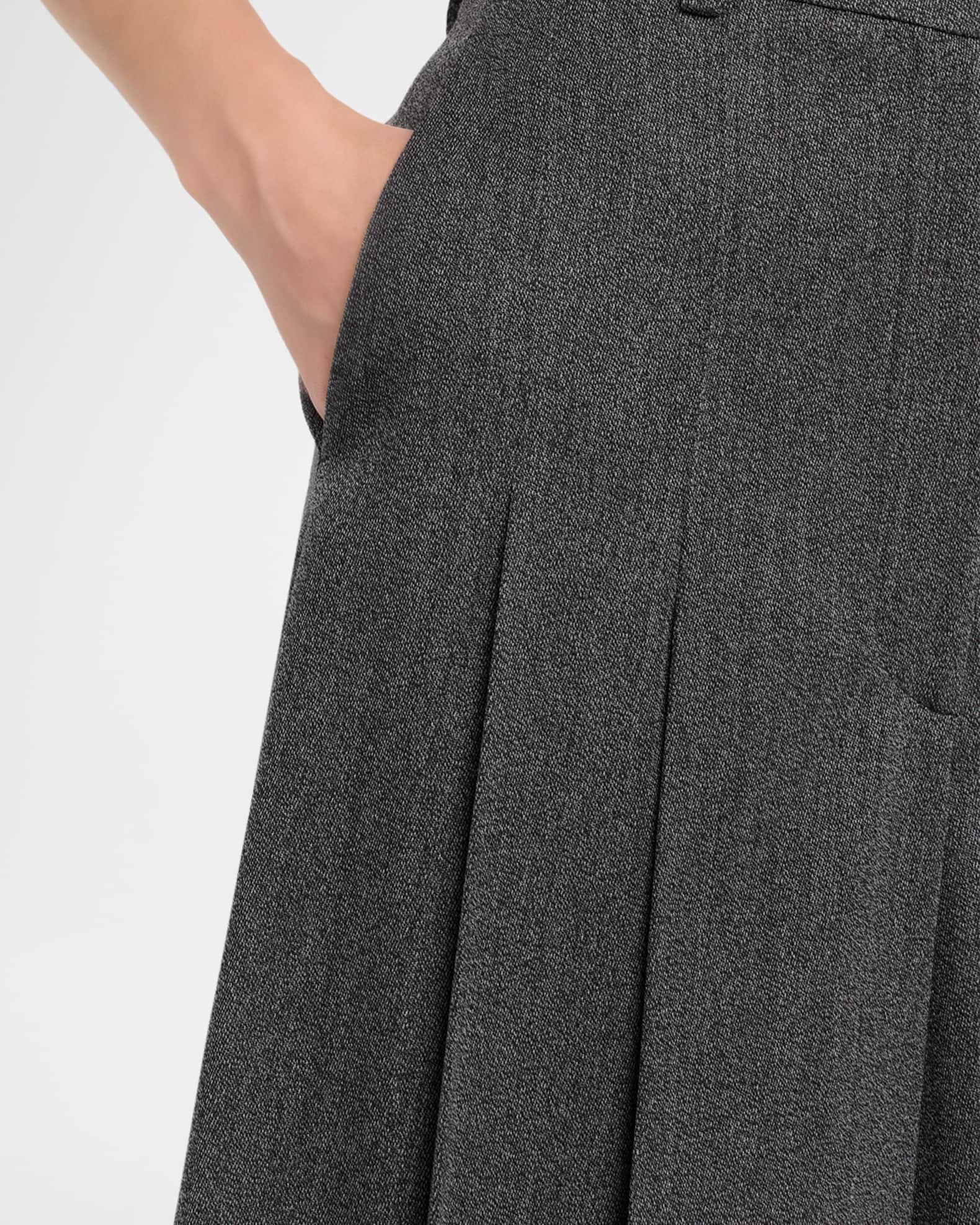 Pleated Twill Wide-Leg Culotte Pants Product Image