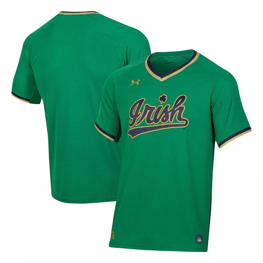 Men's Under Armour Green Notre Dame Fighting Irish Softball V-Neck Jersey, Size: Small Product Image