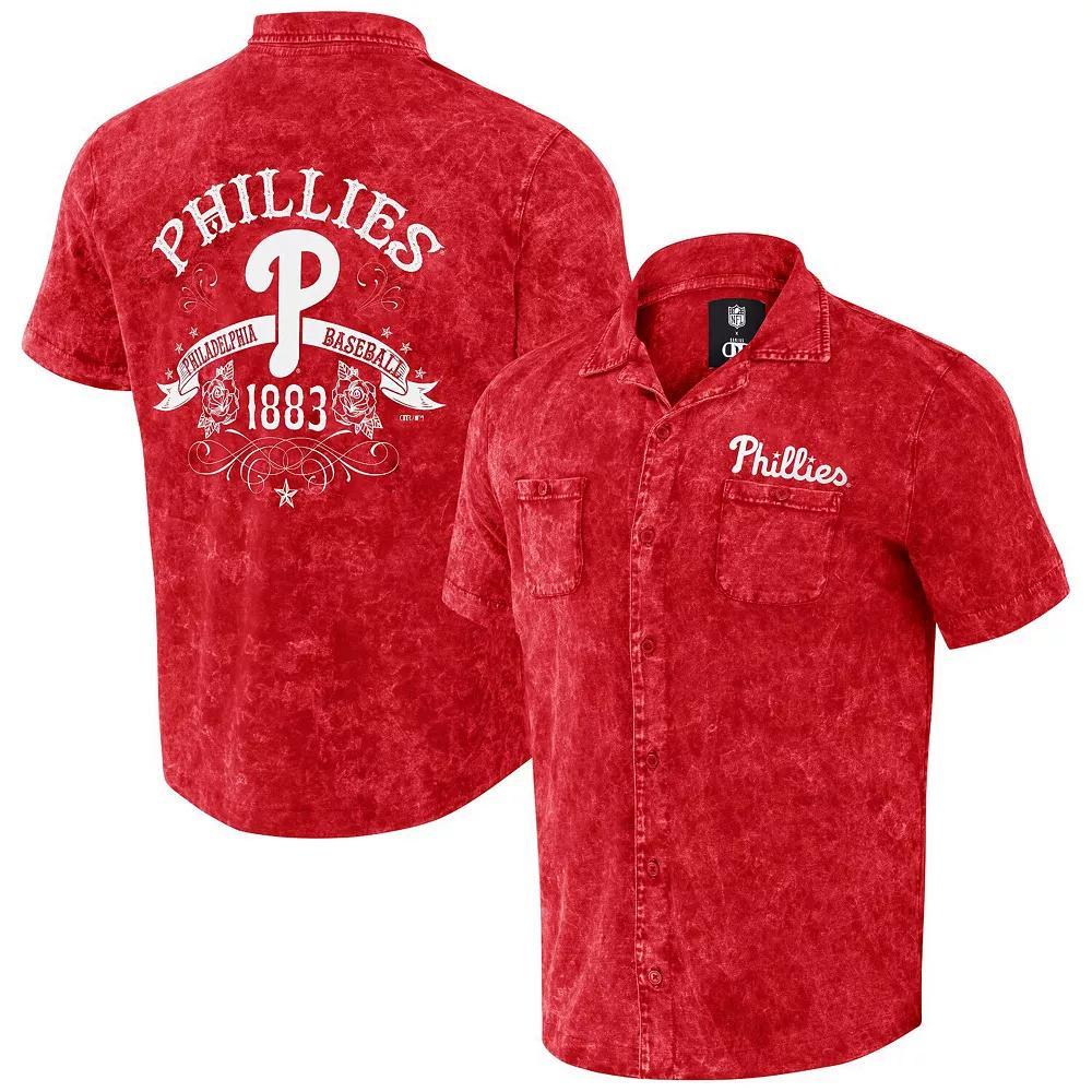 Men's Darius Rucker Collection by Fanatics  Red Philadelphia Phillies Denim Team Color Button-Up Shirt, Size: Small Product Image