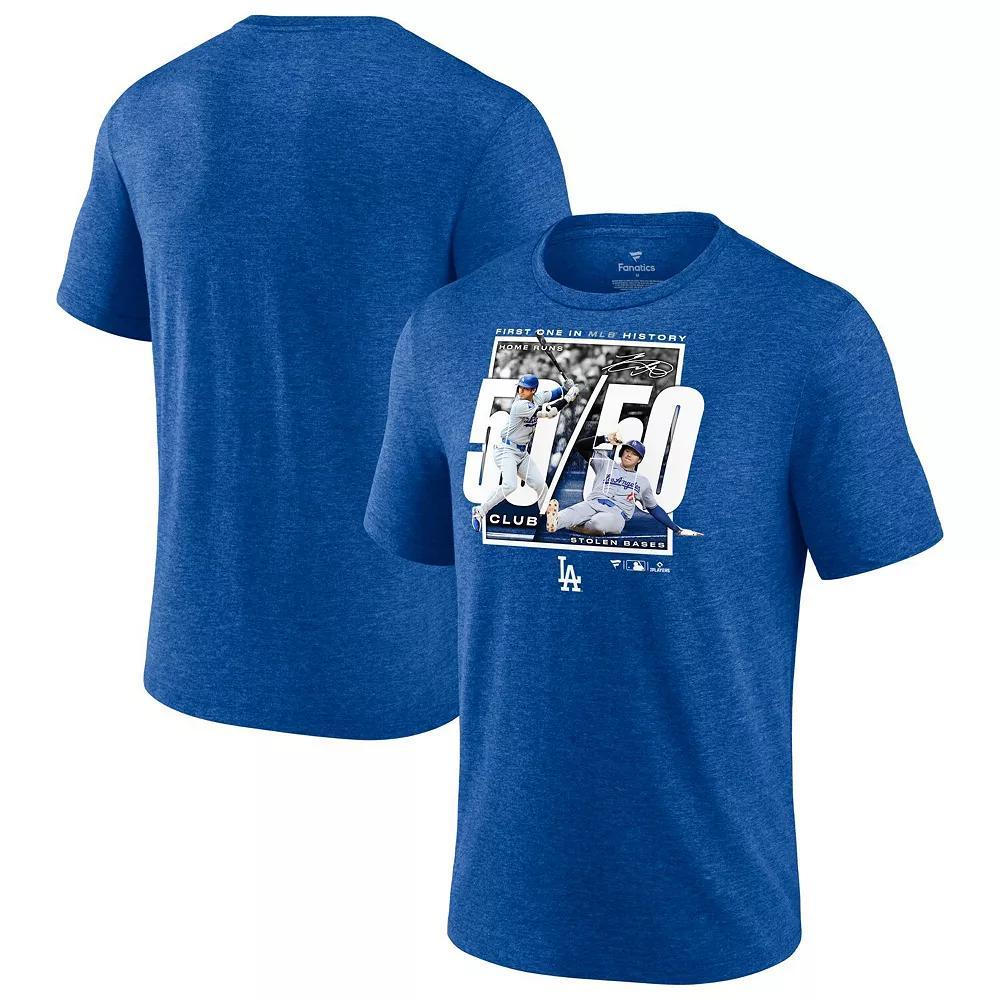 Men's Fanatics Shohei Ohtani Heather Royal Los Angeles Dodgers 50/50 Club T-Shirt, Size: 3XL, Blue Product Image
