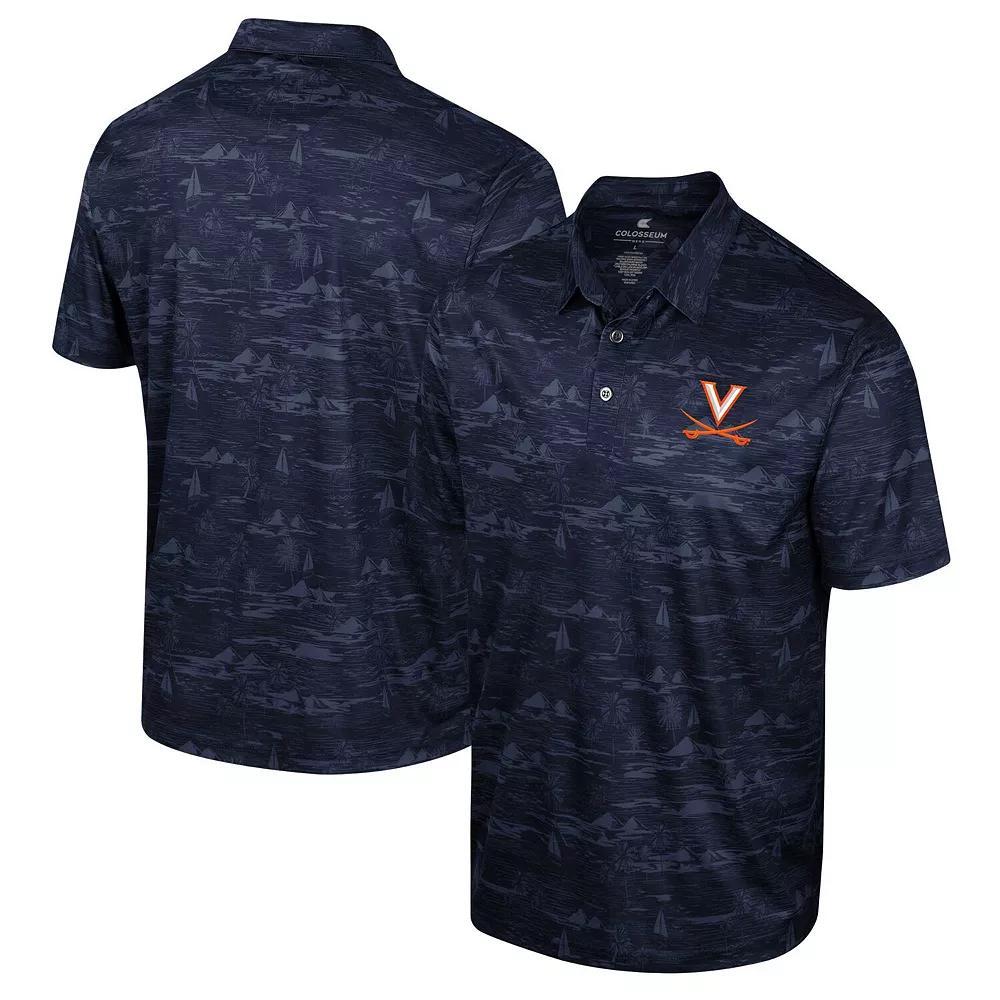 Men's Colosseum Black Appalachian State Mountaineers Daly Print Polo, Size: XXL, App Black Product Image