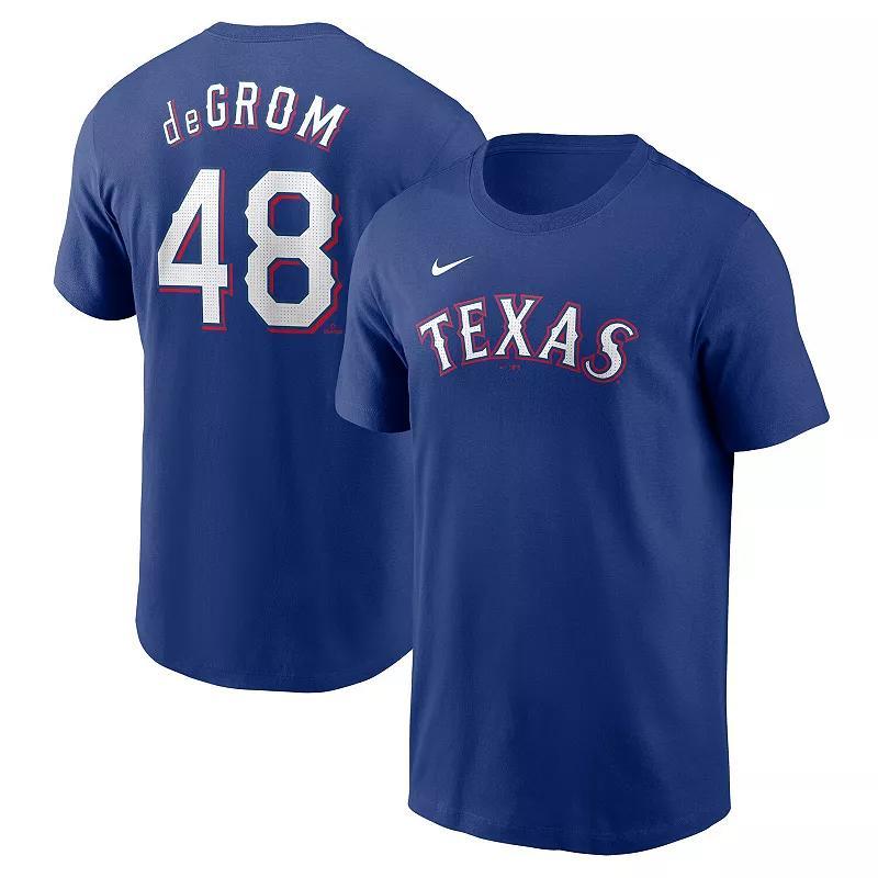 Men's Nike Jacob deGrom Royal Texas Rangers Fuse Name & Number T-Shirt, Size: Small, Blue Product Image