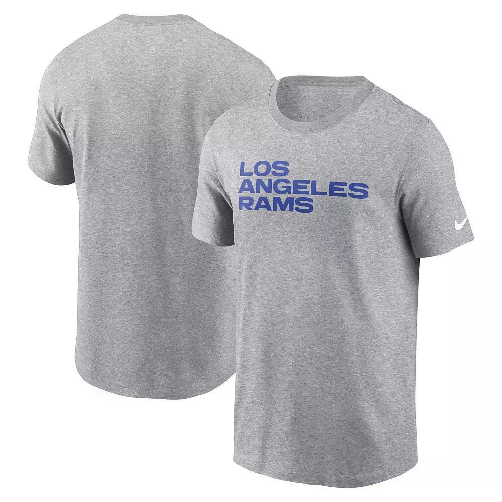 Men's Nike Heather Gray Los Angeles Rams Primetime Wordmark Essential T-Shirt, Size: XL, Grey Product Image