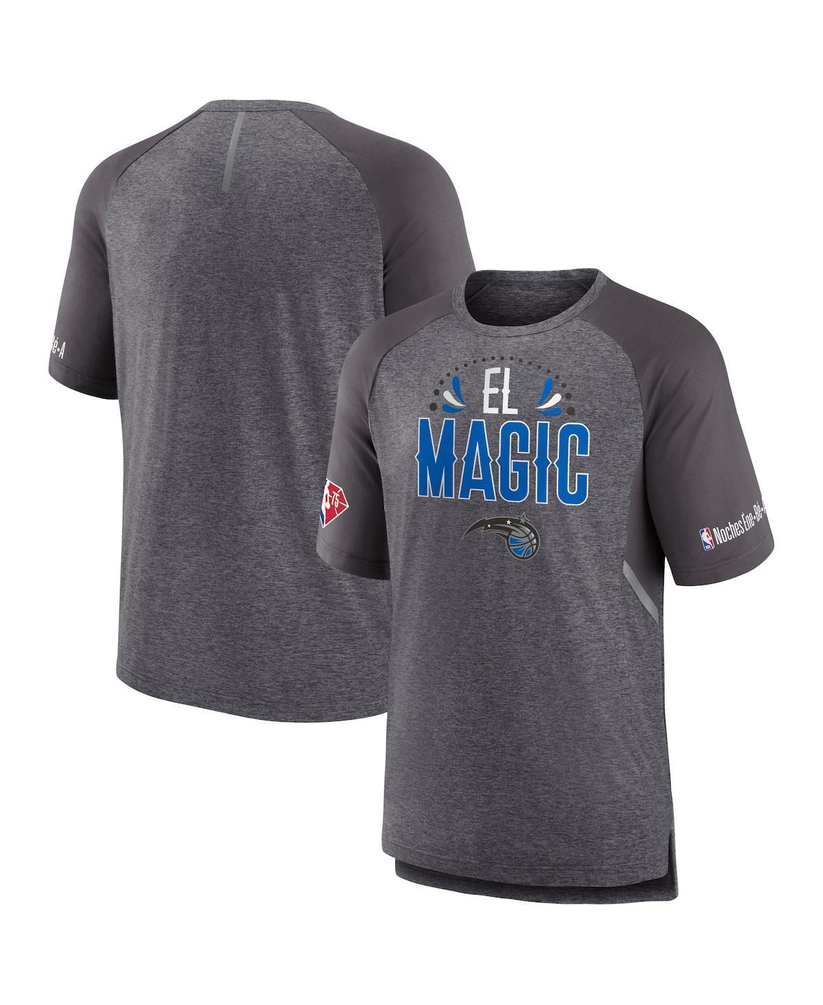 Men's Fanatics Branded Heathered Gray Orlando Magic 2022 Noches Ene-Be-A Core Shooting Raglan T-Shirt, Size: Medium, Mag Grey Product Image