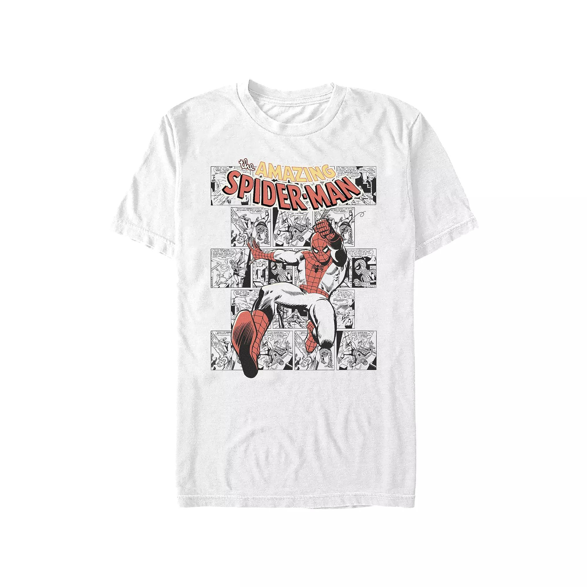 Men's Spider-Man Comic Strips Graphic Tee, Size: Large, White Product Image