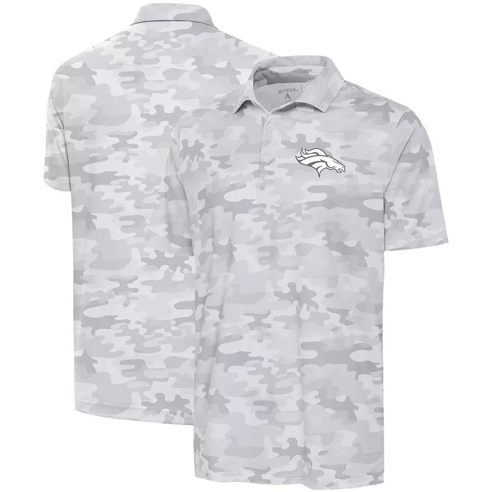 Men's Antigua White Denver Broncos Anthracite Logo Collide Polo, Size: XL Product Image