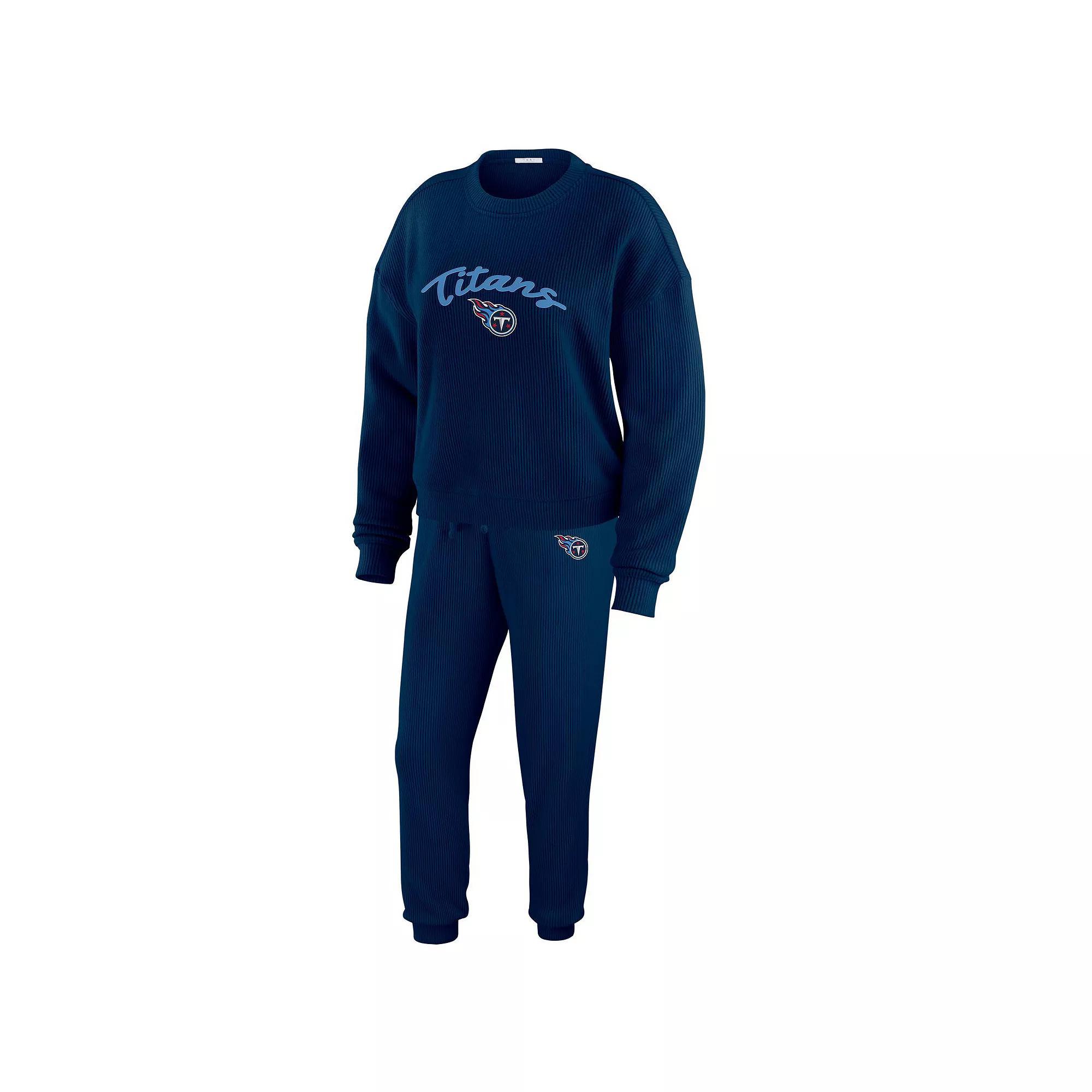 Women's WEAR by Erin Andrews  Cream Jacksonville Jaguars Plus Size Knitted Tri-Blend Long Sleeve T-Shirt & Pants Lounge Set, Size: 3XL, Black Product Image