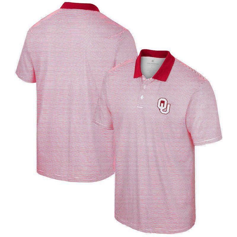 Men's Colosseum White Oklahoma Sooners Print Stripe Polo, Size: XXL Product Image