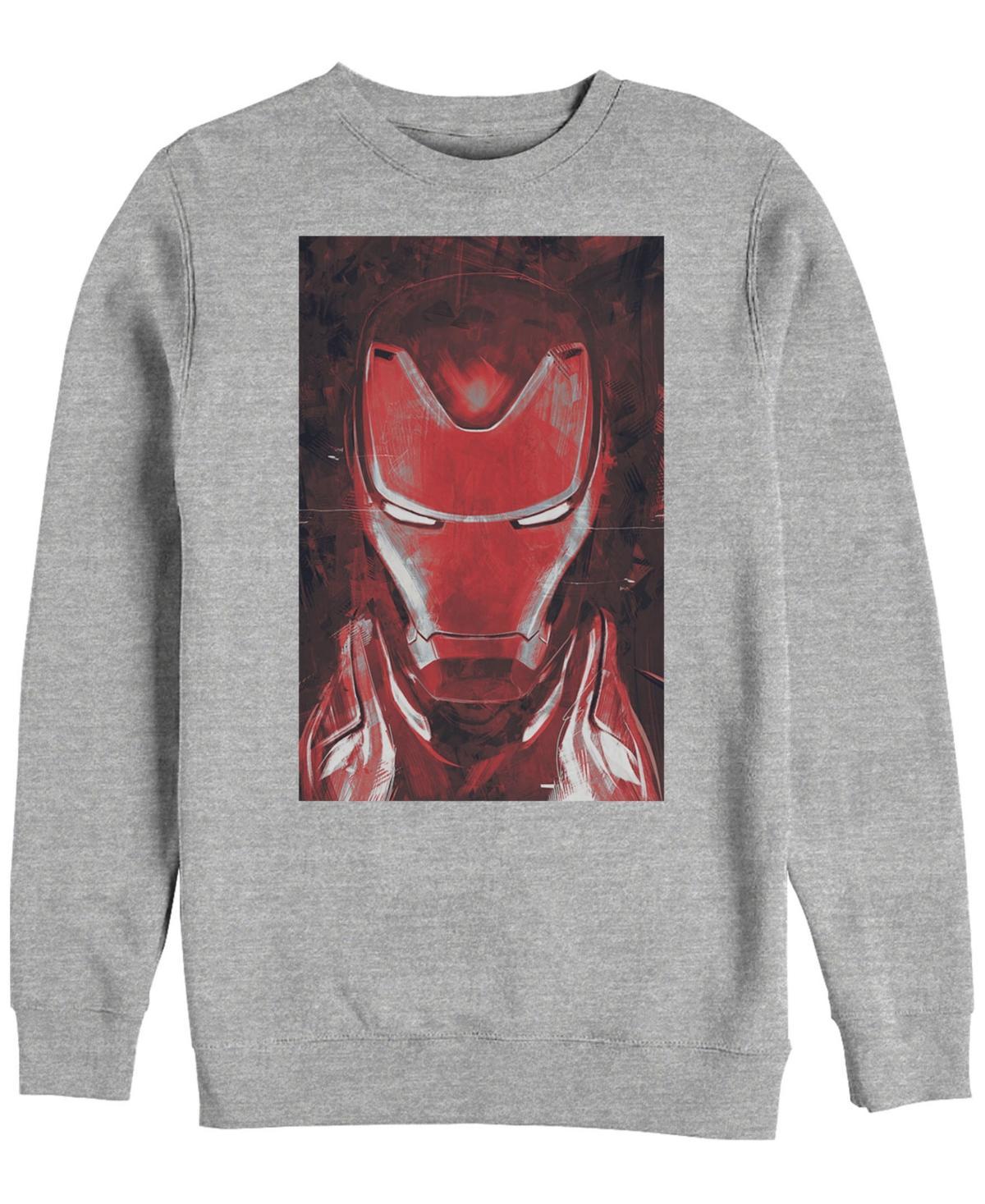 Men's Marvel Avengers Endgame Red Iron Man Portrait Graphic Fleece Pullover, Size: Small, Athletic Grey Product Image