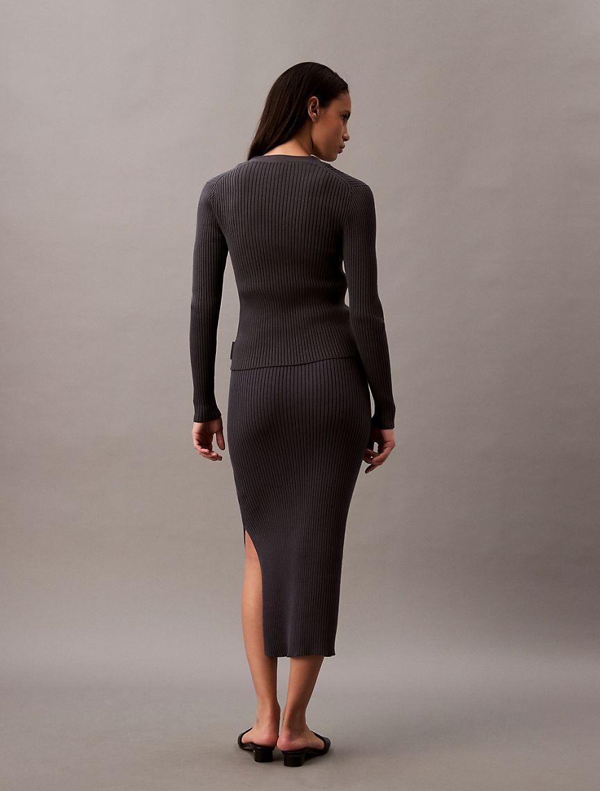 Cotton Rib Midi Skirt Product Image