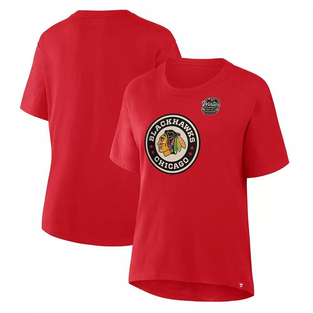 Women's Fanatics Athletic Red Chicago Blackhawks 2025 Winter Classic Primary Logo T-Shirt, Size: Small, Team Product Image