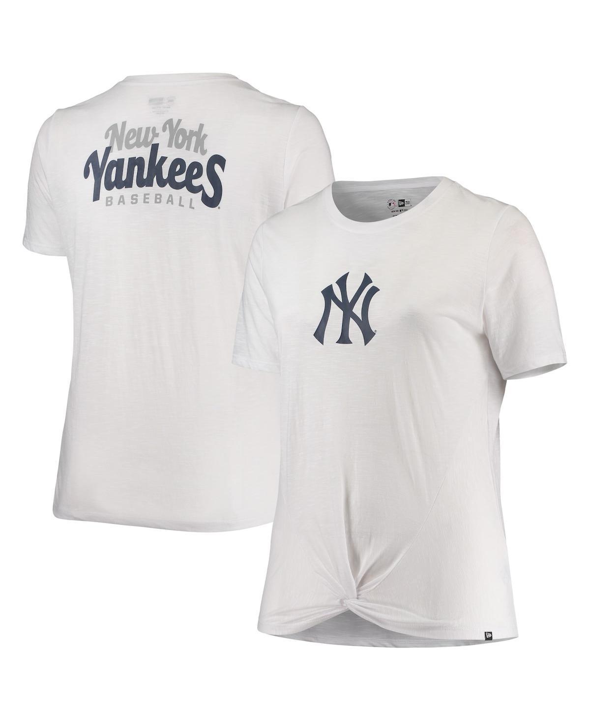 Women's New Era White New York Yankees Plus Size 2-Hit Front Knot T-Shirt, Size: 4XL Product Image