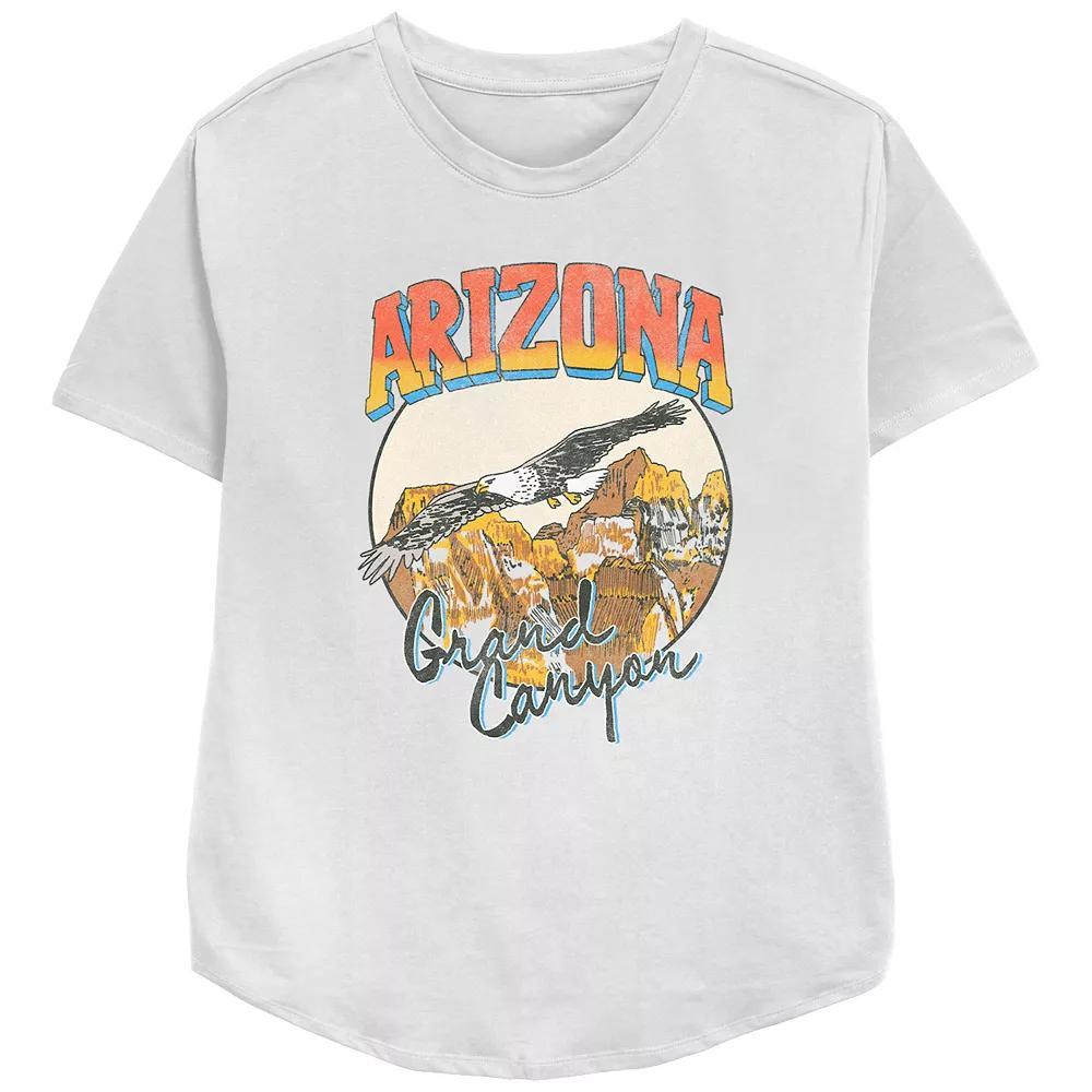 Women's Eagle Flying Grand Canyon Arizona Circle Relaxed Fit Graphic Tee, Girl's, Size: Large, White Product Image