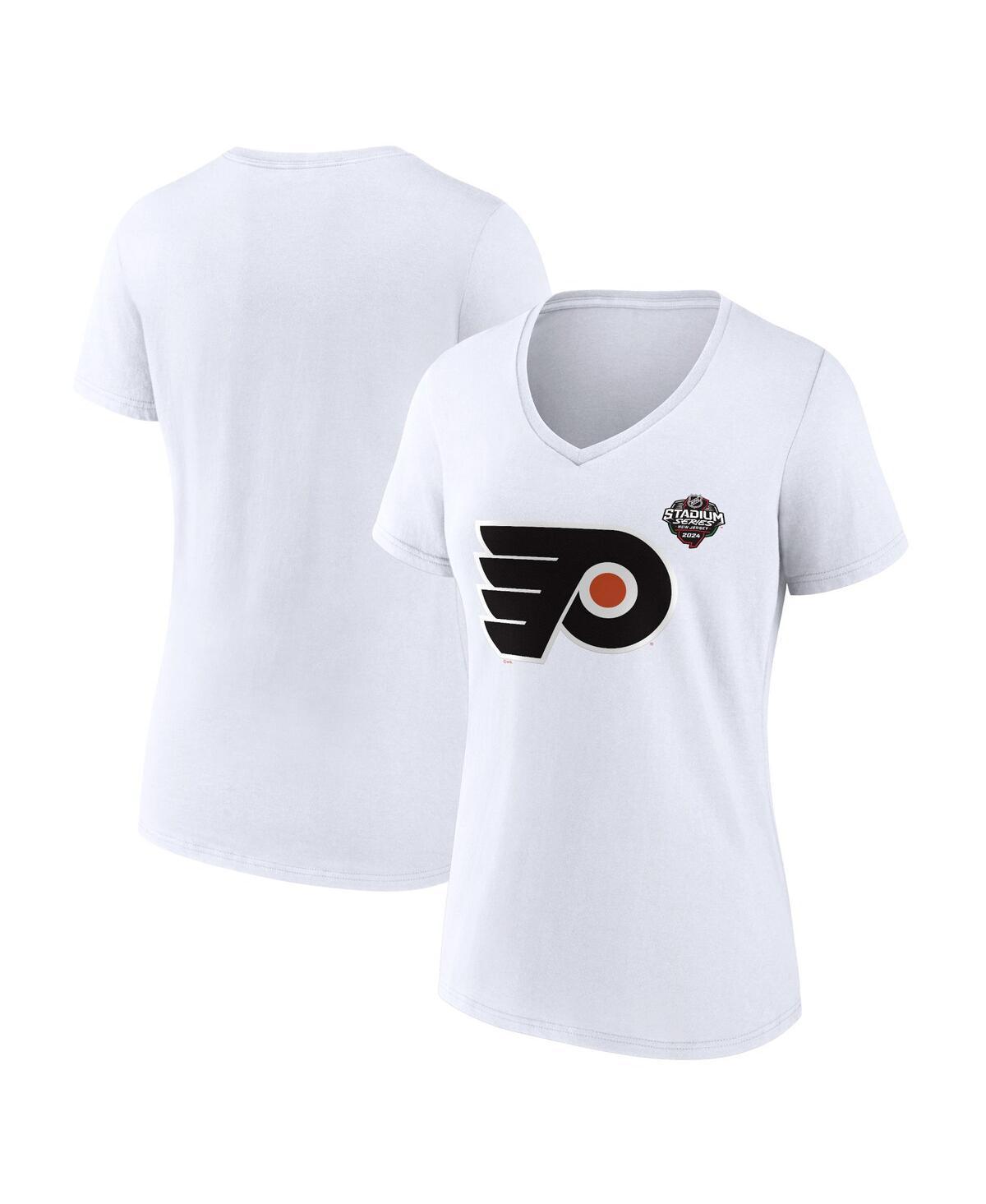 Women's Fanatics  White Philadelphia Flyers 2024 NHL Stadium Series Logo V-Neck T-shirt, Size: Small, Fly White Product Image