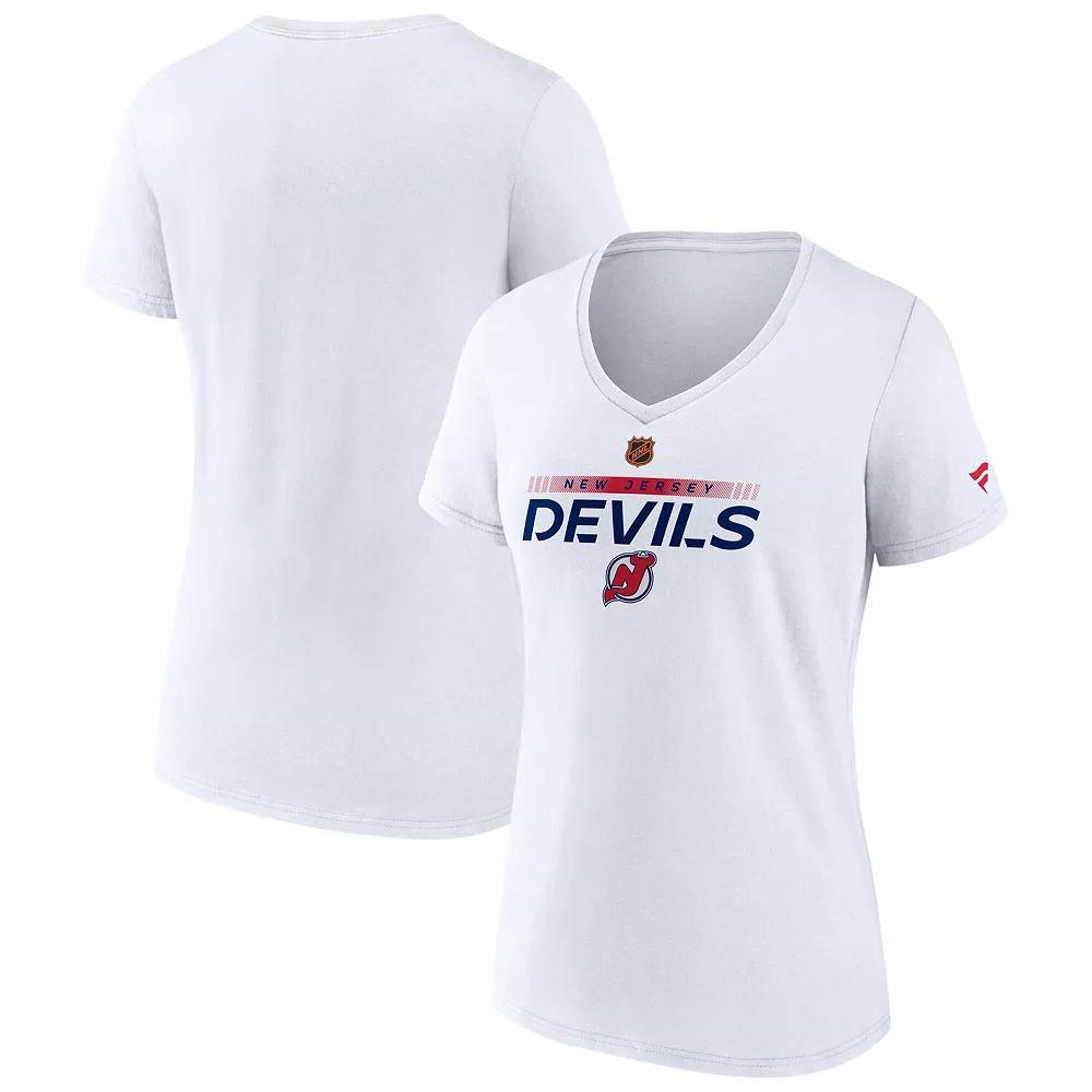 Women's Fanatics  White New Jersey Devils Special Edition V-Neck T-Shirt, Size: Medium, Nhl White Product Image