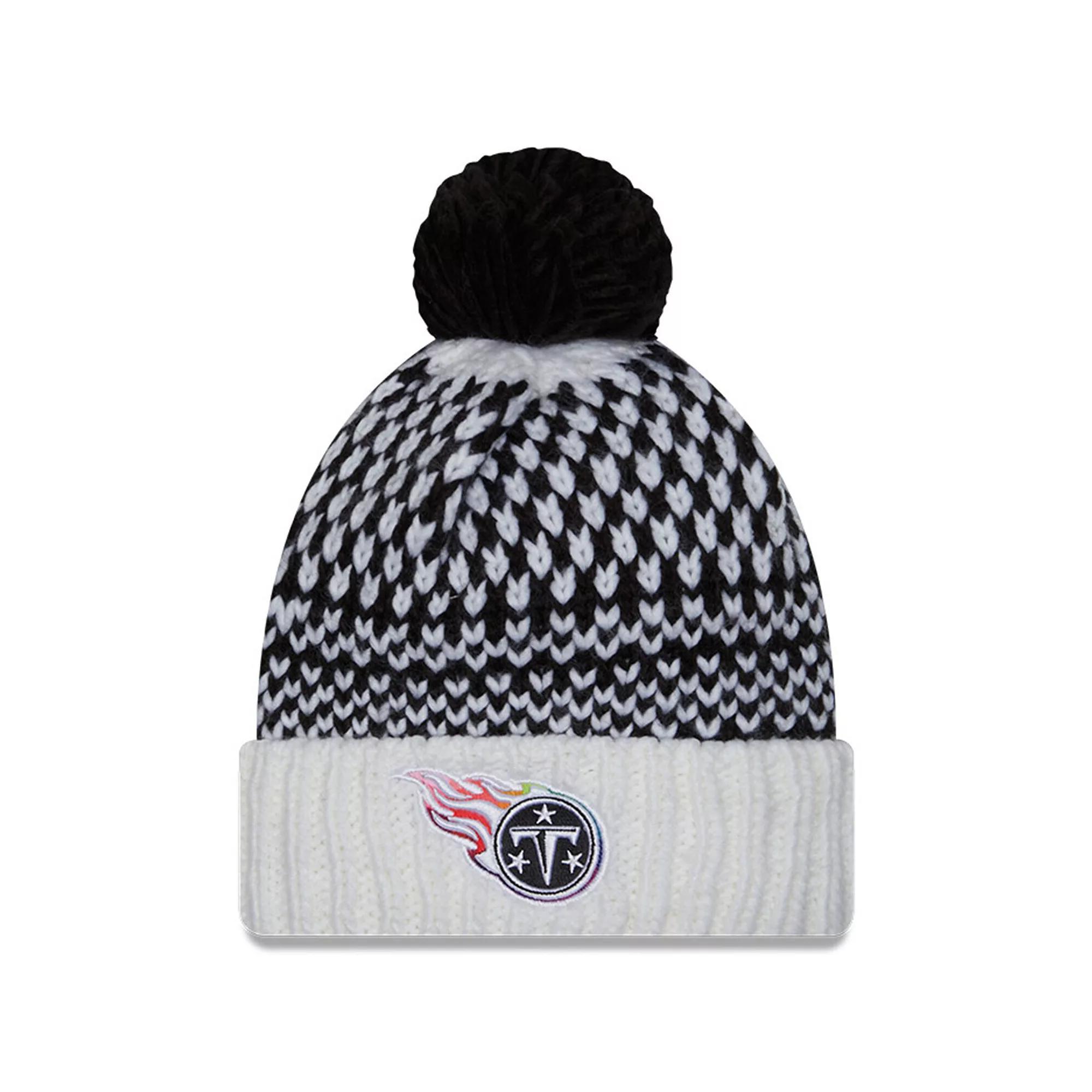 Womens New Era /White Tennessee Titans 2023 NFL Crucial Catch Cuffed Pom Knit Hat Product Image