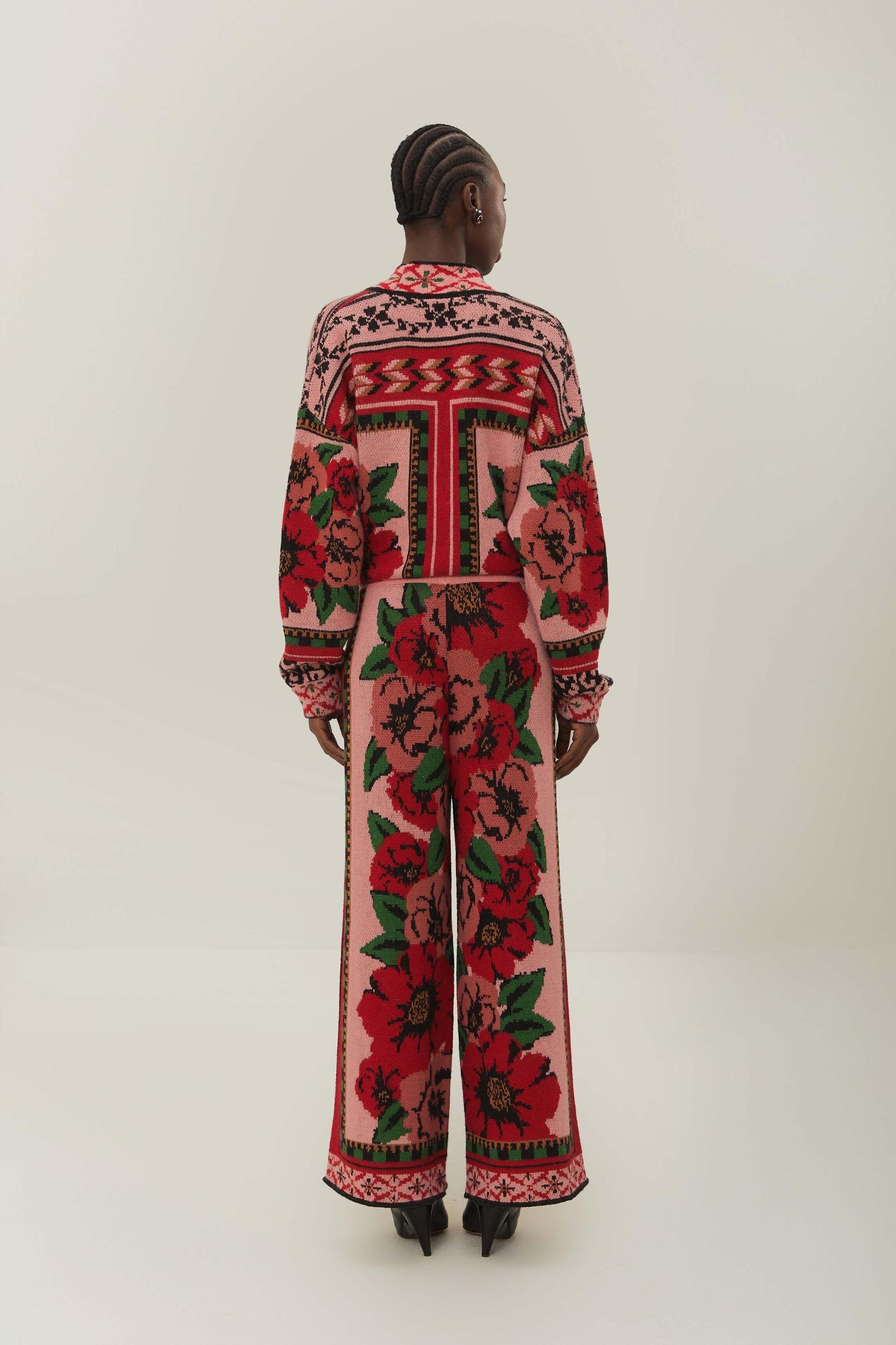 Pink Flower Tapestry Knit Pants, FLOWER TAPESTRY / XXS Product Image