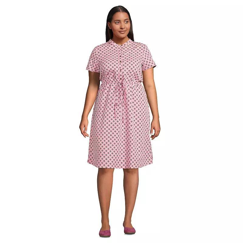 Women's Lands' End Button Front Shirtdress, Size: XL, Lily Medallion Tile Product Image