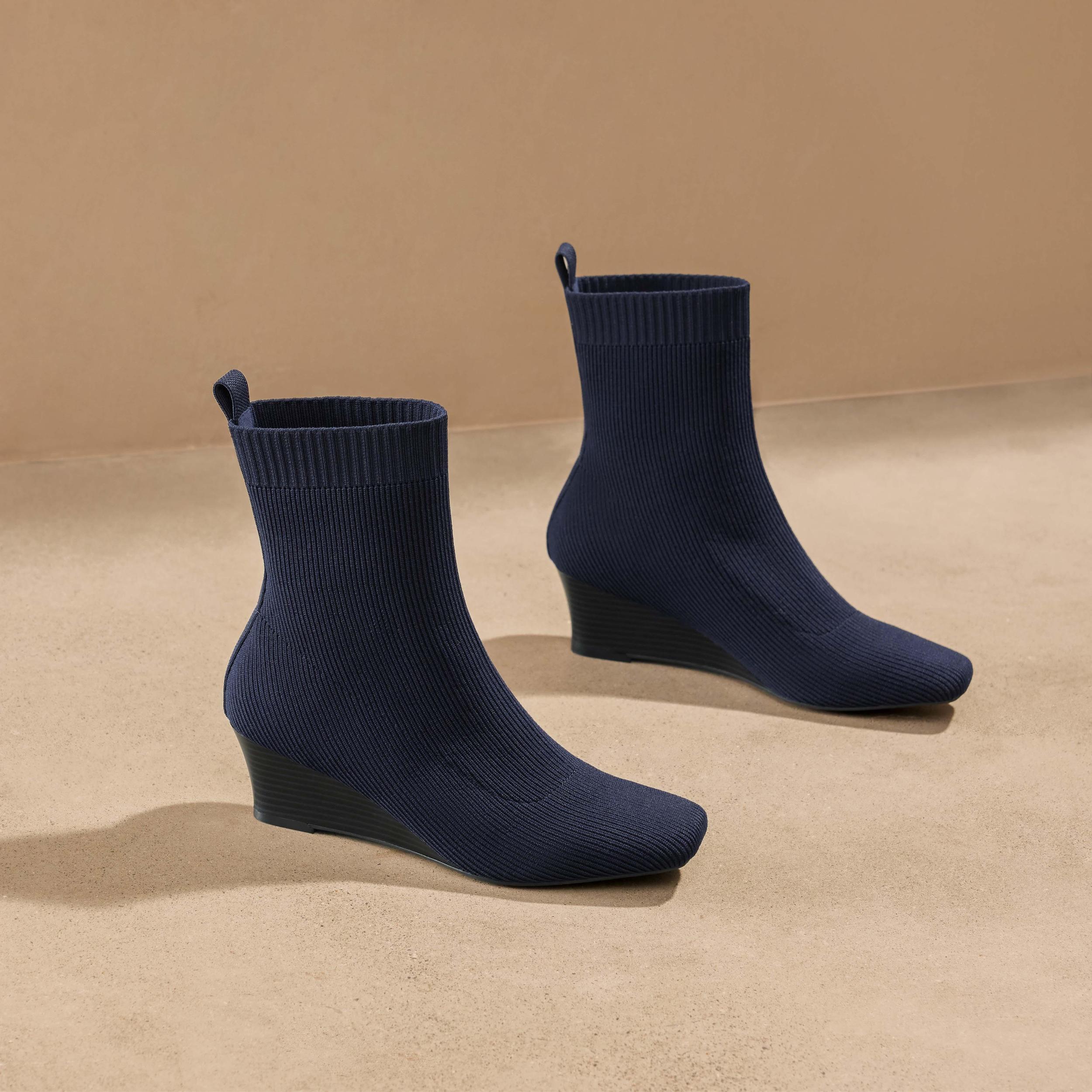 Square-Toe Water-Repellent Heeled Boots (Rafaella) Product Image