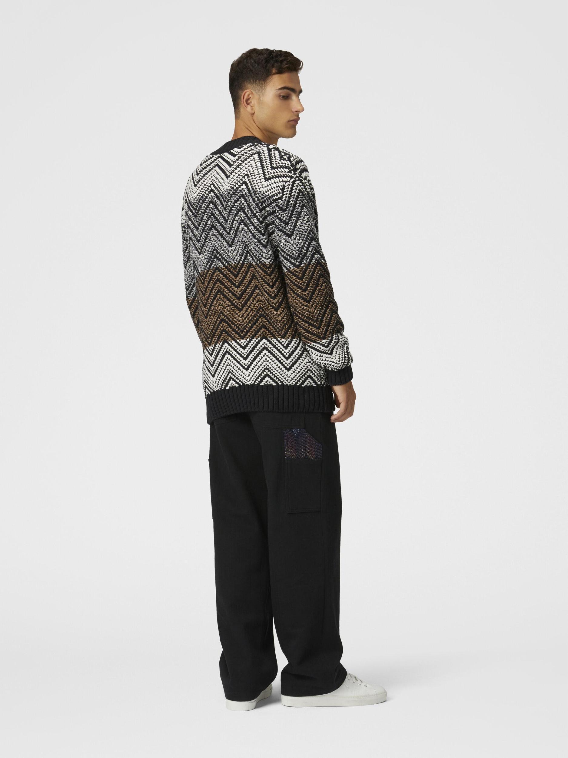 Crochet knit cardigan with macro zigzag and pockets Product Image
