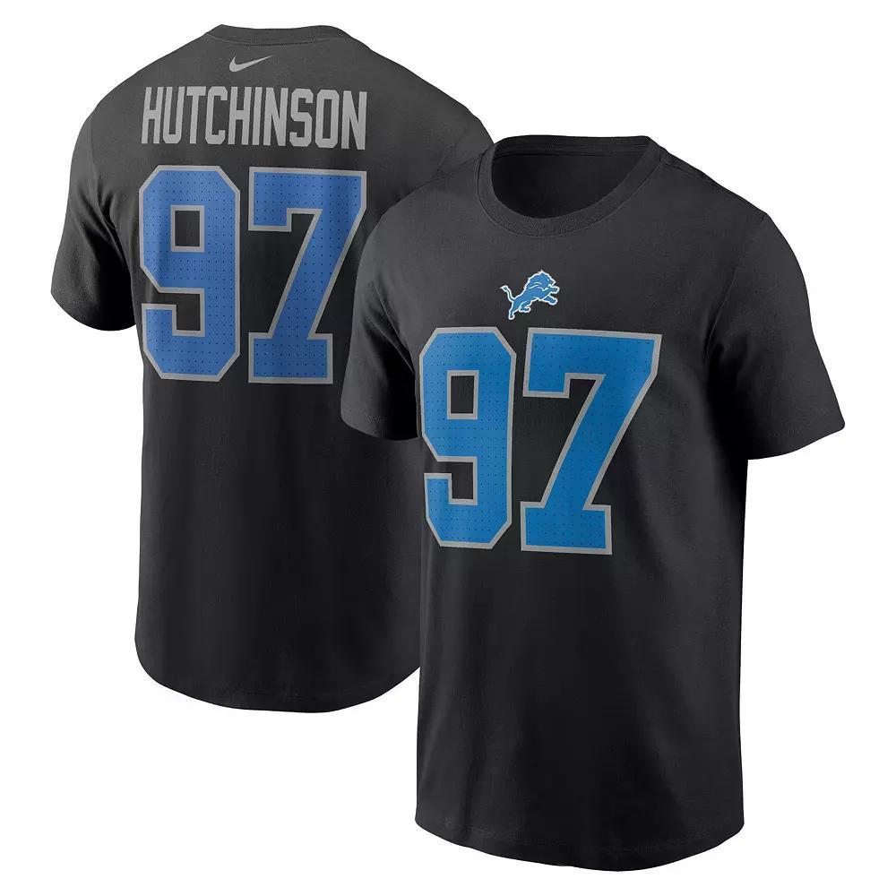 Men's Nike Aidan Hutchinson Black Detroit Lions Player Name & Number T-Shirt, Size: Medium Product Image