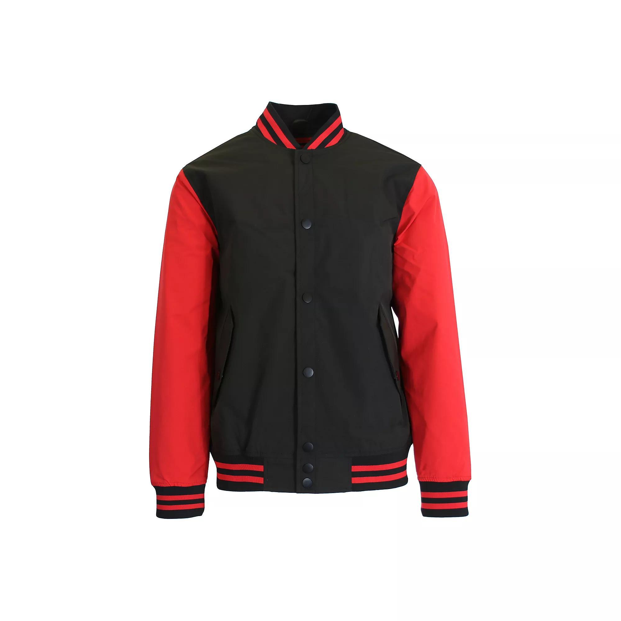 Men's Spire by Galaxy Lightweight Varsity Jacket, Size: XL, Black Red Product Image