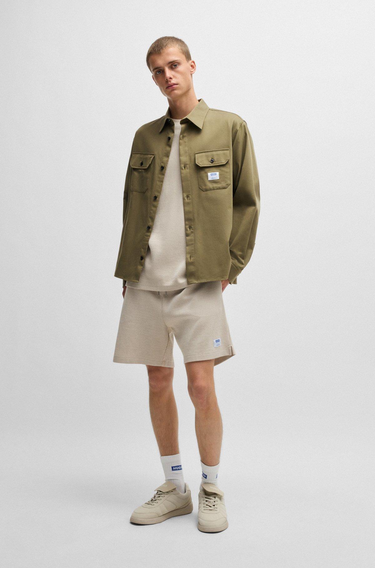 HUGO - Cotton-twill shirt with logo label - Light Green Product Image