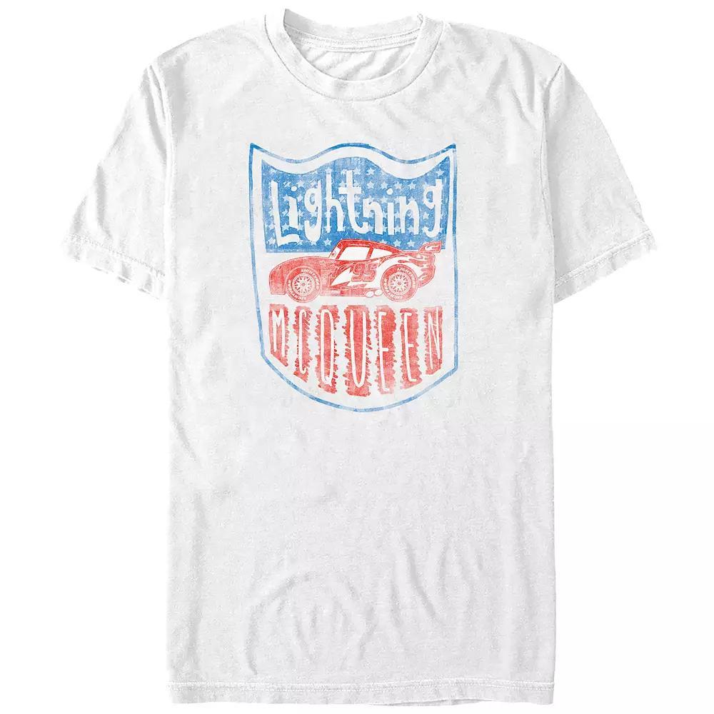 Disney / Pixar's Cars Lightning McQueen Americana Badge Big & Tall Graphic Tee, Men's, Size: 4XL Tall, White Product Image