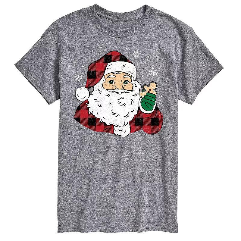 Men's Vintage Santa Plaid Cookie Graphic Tee, Size: XL, Black Product Image