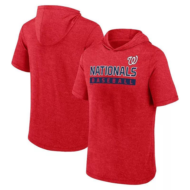 Men's Fanatics Heather Navy Minnesota Twins Push Short Sleeve Pullover Hoodie, Size: Medium, Blue Product Image